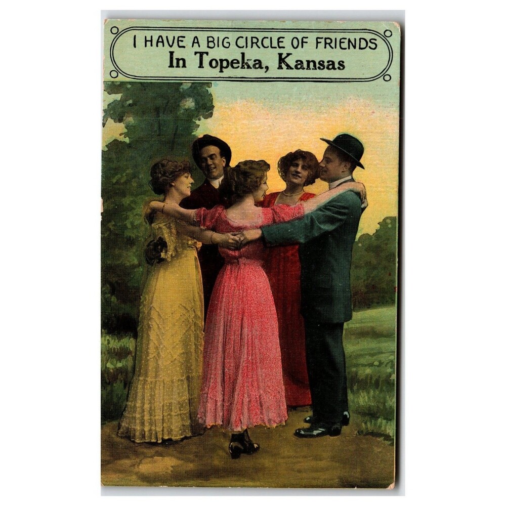 Topeka Kansas Circle of Friends M.L. Zercher Comic Postcard c.1910